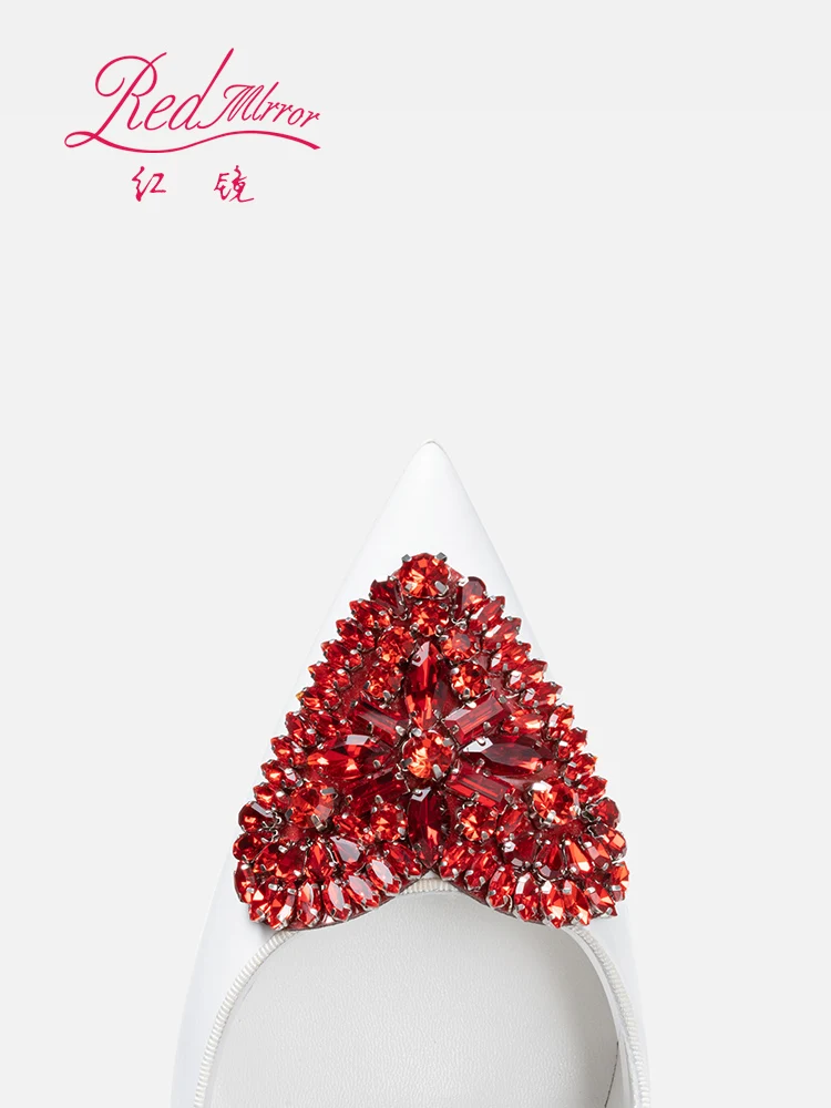 

2025 Women's Red Bottom Love Water Diamond Shallow Mouth High Heels French Wedding Shoes Temperament Stiletto Single Shoes