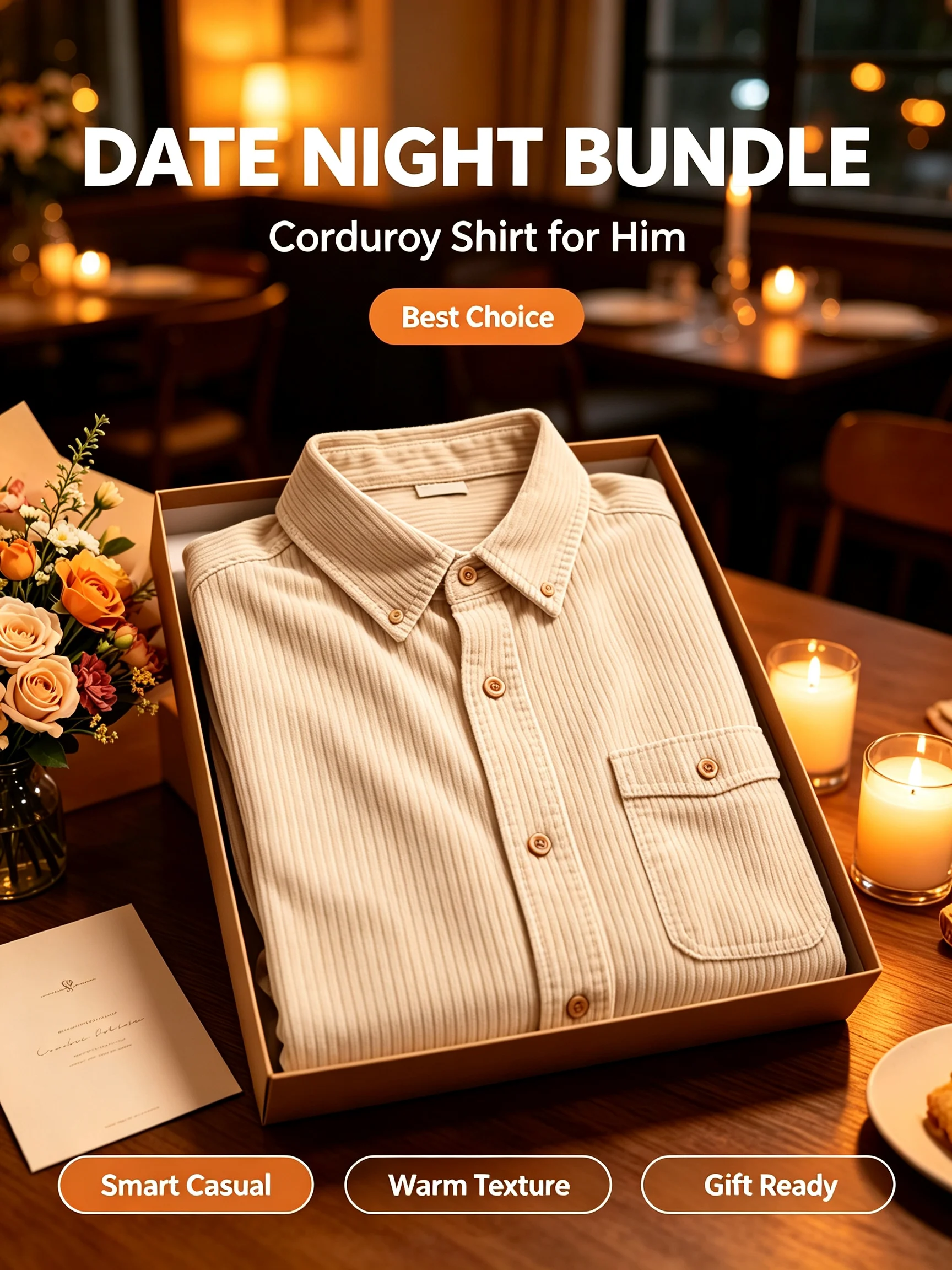 Corduroy Button Up Shirt Men - Camisa de manga larga de pana