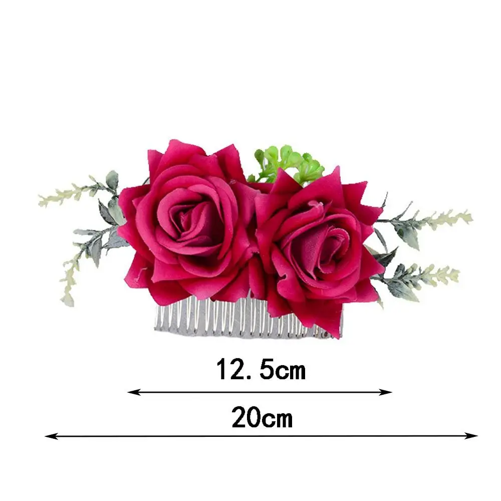 Tocado de seda doble romántico, peine de flores rosas, accesorios de boda, horquilla nupcial, pinza para el cabello