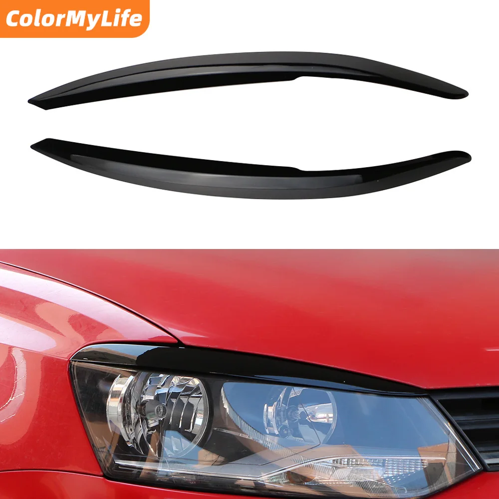 2Pcs/set Carbon Fiber Car Headlight Lamp Eyebrow Eyelid Trim Cover for Volkswagen VW Polo Mk5 6R 6C 2011 - 2015 Acc