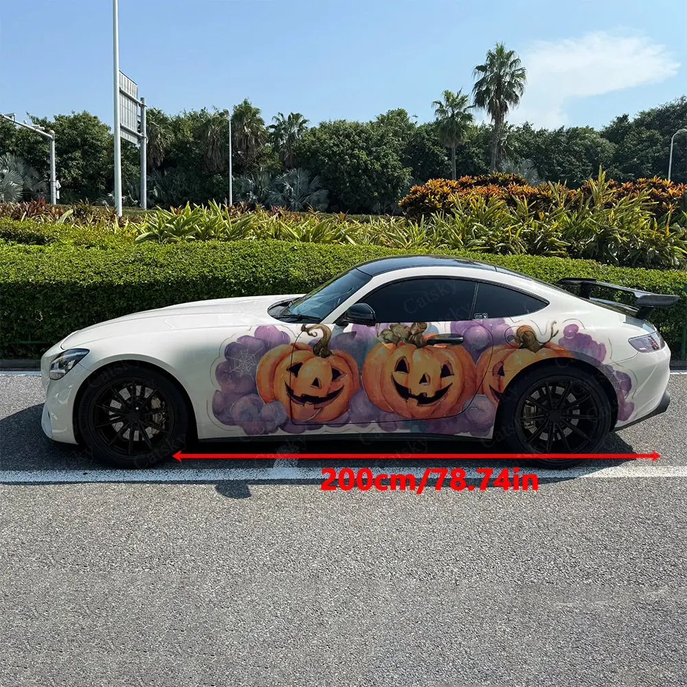 

Виниловая пленка для автомобиля с рисунком тыквенного фонаря на Хэллоуин, цветочное украшение на весь кузов, скрывающее царапины, водонепроницаемая защитная пленка для автомобиля