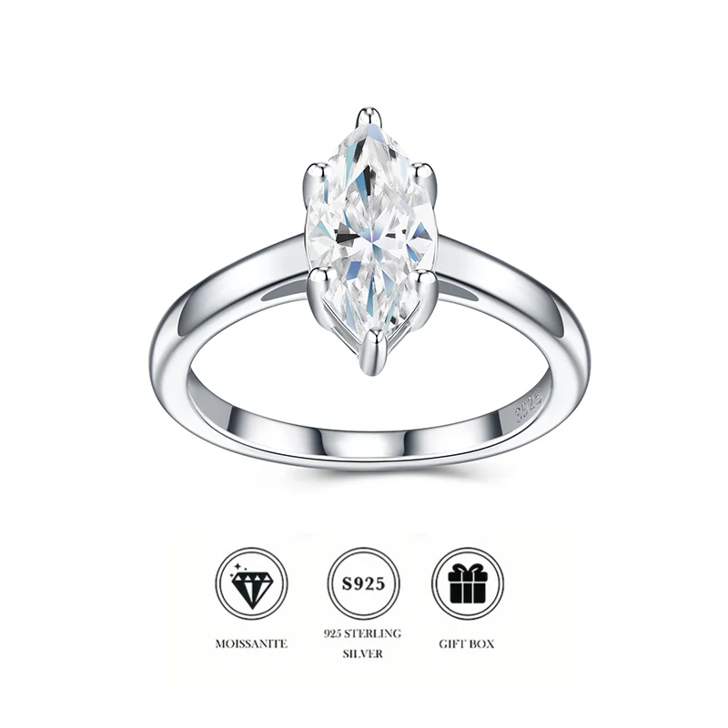 

Элегантное кольцо-солитер из стерлингового серебра 925 пробы с камнем маркиз – вневременное кольцо-обещание для помолвки и в подарок