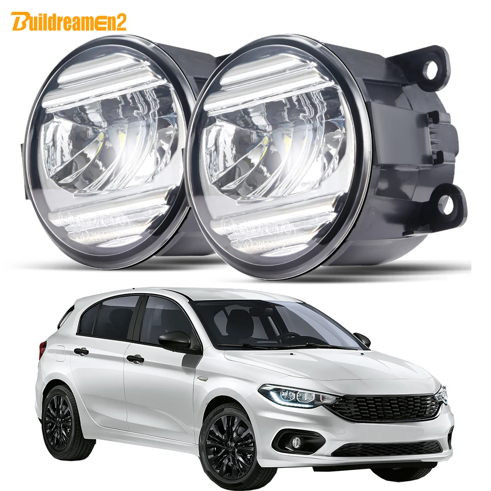 2 X Car LED Fog Light Assembly 30W 6000LM Fog Daytime Running Lamp DRL For Fiat Tipo Wagon Hatchback Tipo Cross 2015 2016 2017