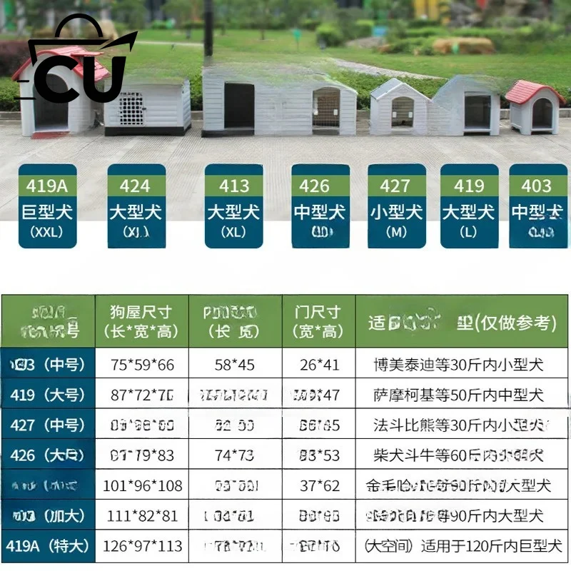Small, medium and large dogs Outdoor kennel Universal all seasons  Rainproof plastic kennel cage waterproof dog house