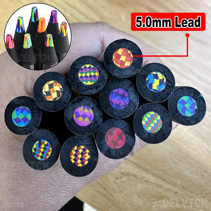 

8Pcs 12Pcs Set Black Wood Rainbow Colored Pencil 3.3mm 5.0mm Multicolor Lead Core Art Graffiti Sketch Marking Drawing Stationery