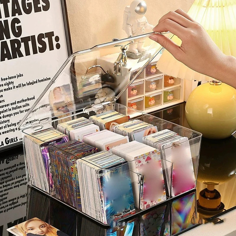 Compartment Flip Box Transparent Display Box Large Capacity Card Kpop Photocard Storage Box Photo Card Organizer