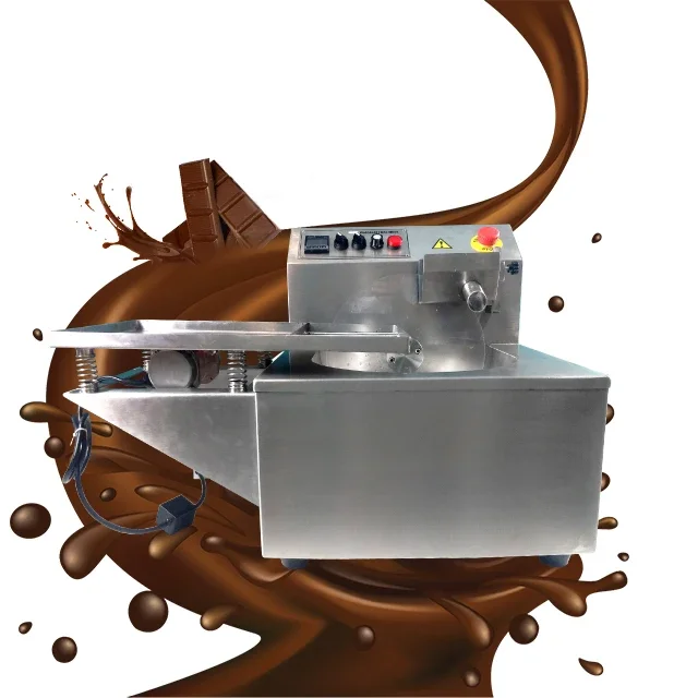 Continuous Small Chocolate Bar Machine Snanks Chocolate Tempering Melting Covering Machine With Vibrating Table For Sale