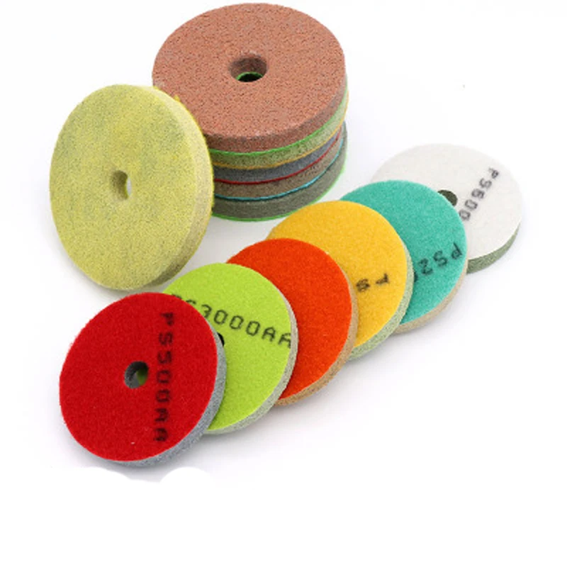 4 Polegada 100mm 8 pçs conjunto diamante esponja granito uso molhado pedra buff mármore polimento almofadas