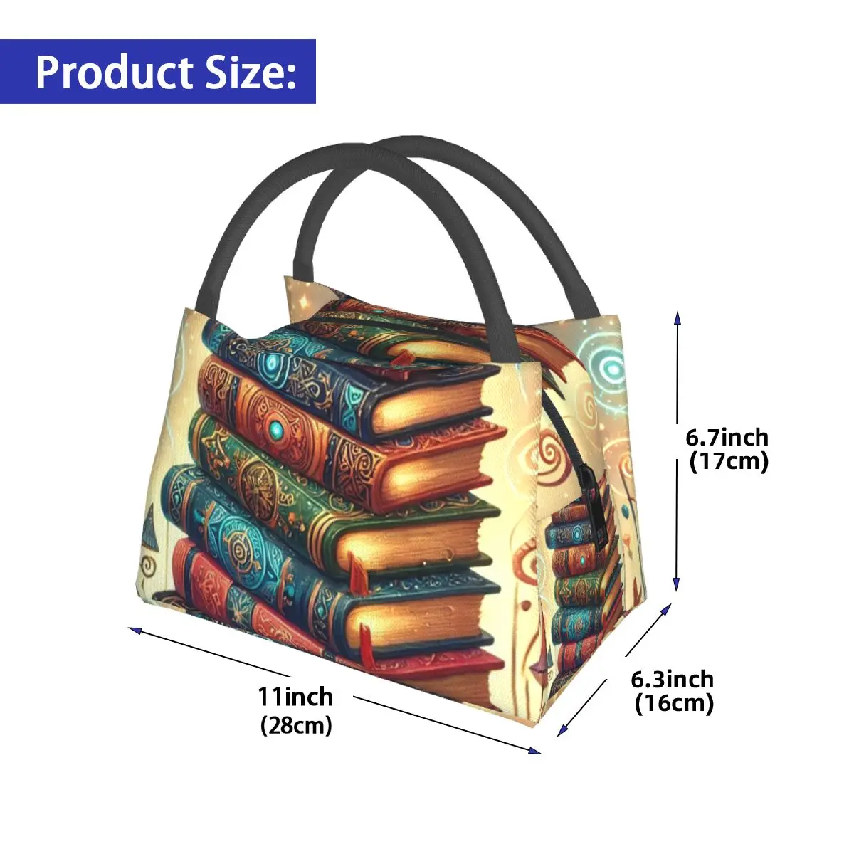 Ancient Book With Glowing Magic Spells Insulated Lunch Bag Women Picnic Storage Food Boxes Leakproof Cooler Thermal Lunch Box