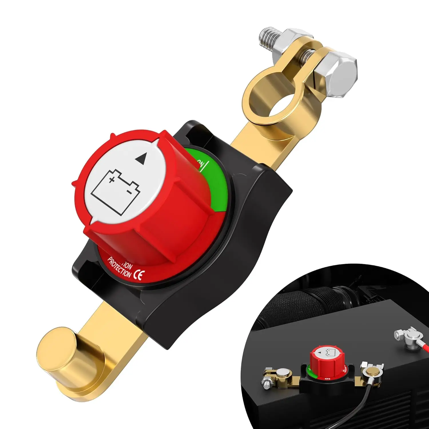 12V-48V Top Post Battery Disconnect Switch 12V/300A Negative On/Off Car Battery Kill Switch  For Car Vehicle RV And Boat