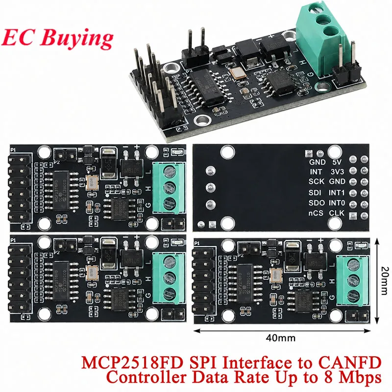 Image of 1-5 Stück MCP2518FD SPI-Schnittstelle zu CAN FD Controller Steuerplatinenmodul SPI zu CANFD MCP2518 Datenrate bis zu 8 Mbit/s MCP2551T