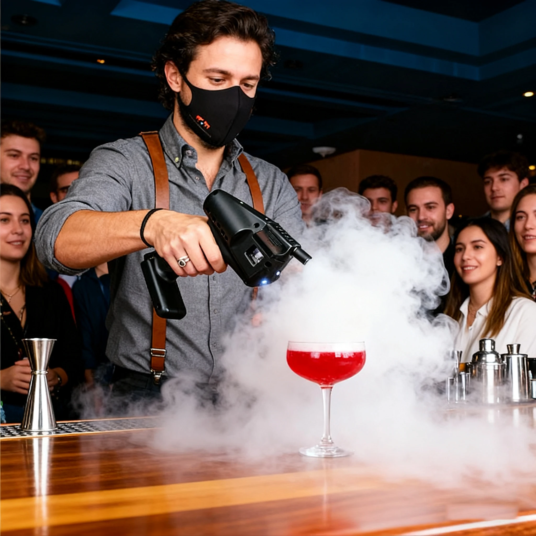 Cocktail Smoke Bubble Gun - USB Powered With 5-Flavor Aroma Liquid & Edible Bubbles For Cold Smoking Food & Drinks view 4