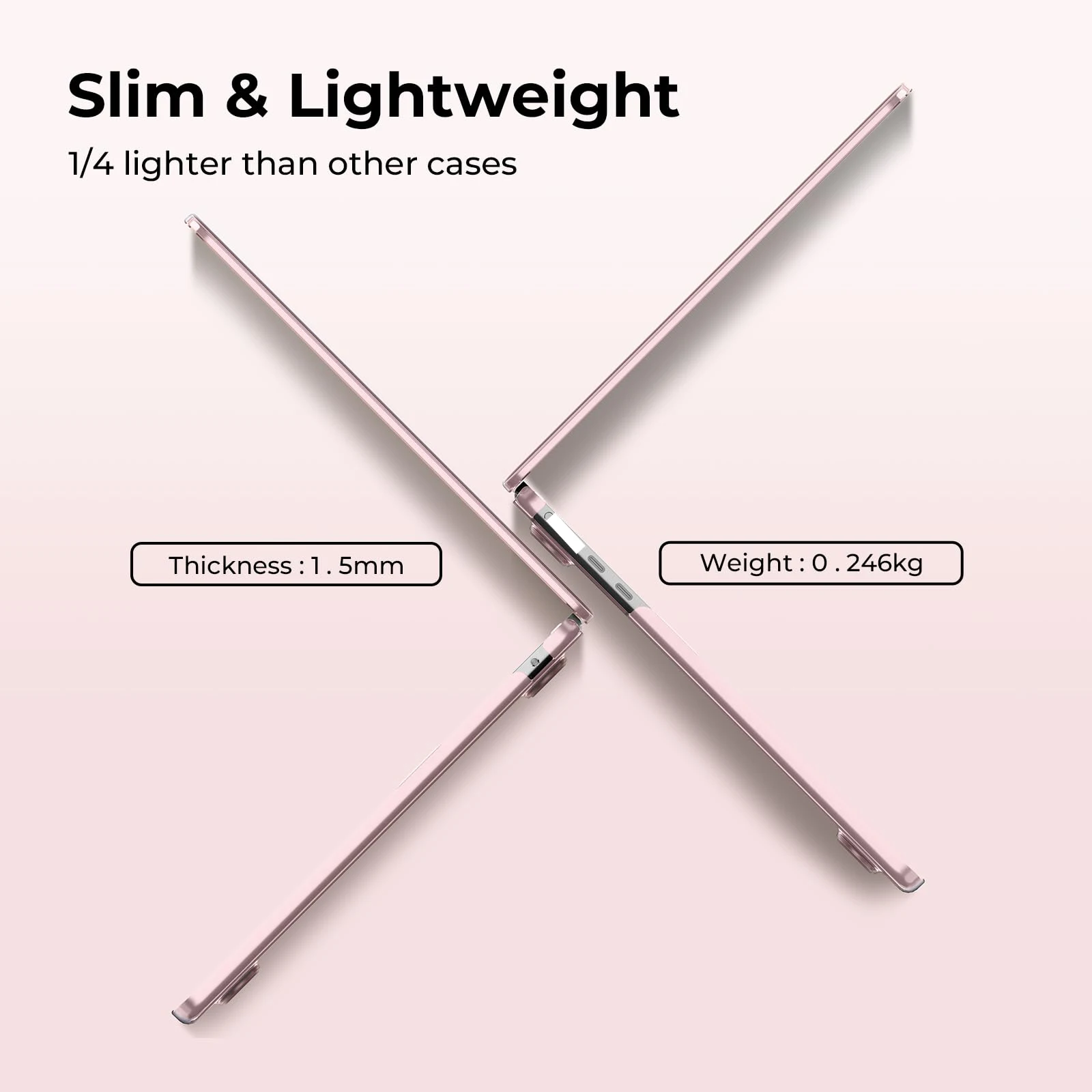 EooCoo Case for MacBook Air 13 inch M4 2025 2024 2023 2022 M3 M2 A3240 A3113 A2681 for Crystal Pink Air 13.6 inch Laptop Case
