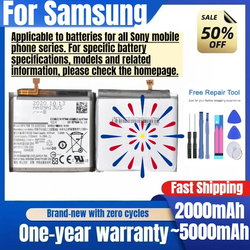 Battery for Samsung Mobile Phone A10/A750/M10/M50/A7/A10S/A20S/SMA2070/A207/A30/A20/A50/A40/A60/A70/S10/S20/S21/PLUS/Ultra/G9880