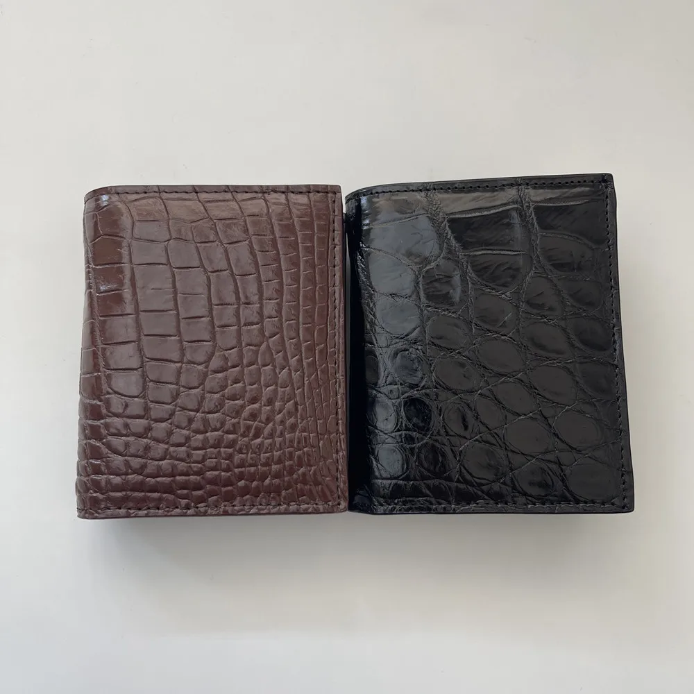 Men's Crocodile Leather Small Wallet, Men's Genuine Leather Fashionable Vertical Wallet, Multi-Functional Multi-Card Slot Wallet