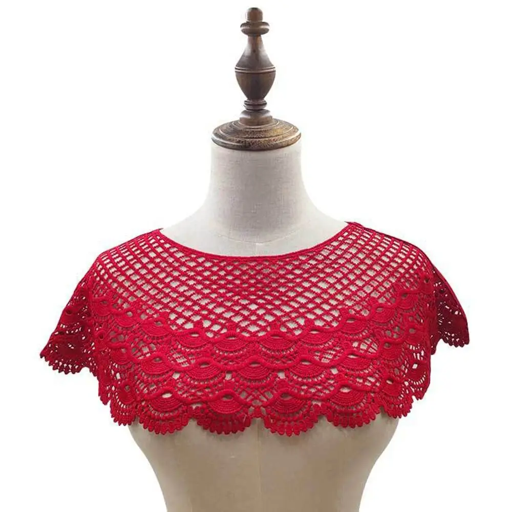 Female Women Lace Hollow Embroidered Short Shawl Sunscreen Shawl False Collar Beach Shawl Sunscreen Shawl Wrap Bandana