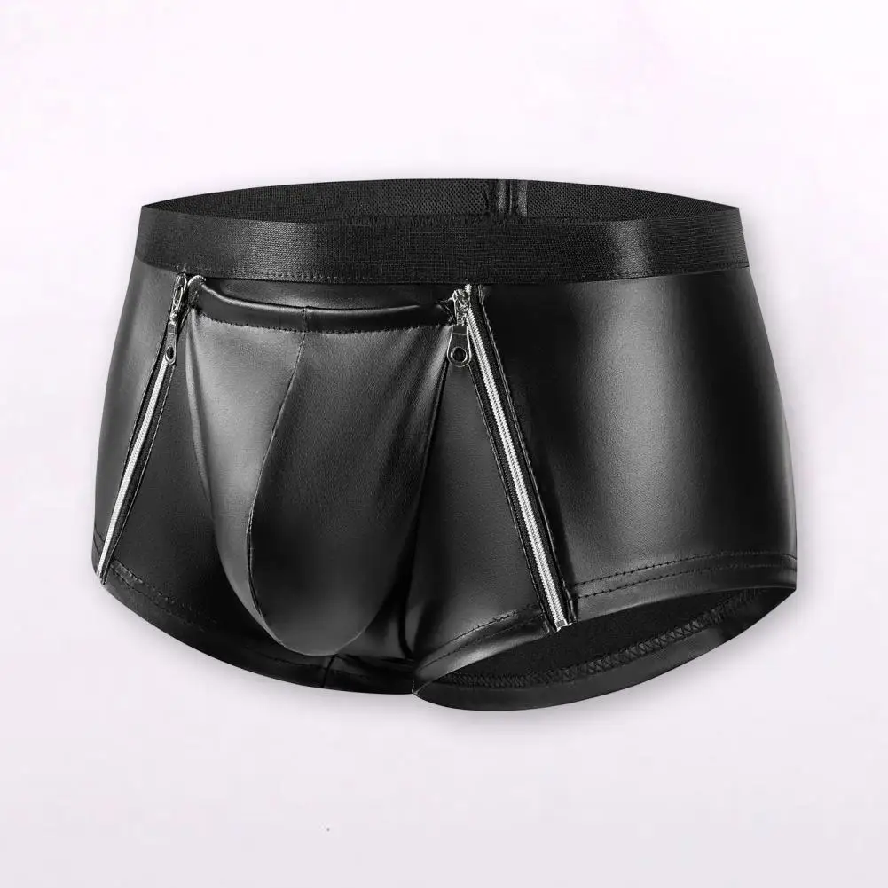 Slim Fit Shorts Shorts Men Shorts Briefs Men's Double Zipper Underwear Sexy Mid-rise Hot with Bulge Pouch Smooth Matte for A