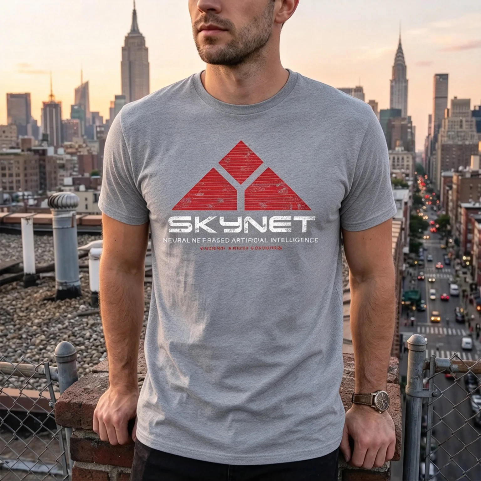 2026 Men Distressed Triangle Graphic T Shirt Intelligence Theme Print Tee Casual Crew Neck Short Sleeve Streetwear Tops