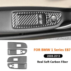 2PCS For BMW 1 Series E87 2008-2013 Carbon Fiber Auto Interior Power Window Lifter Switch Buttons Panel Frame Decoration Sticker