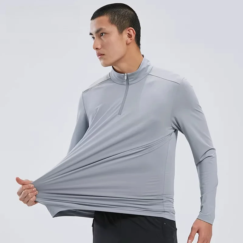 

Мужская спортивная футболка с длинным рукавом Fitn Qui Dry, весна-осень 2026, для бега, на молнии, для тренировок на открытом воздухе, стандартный крой