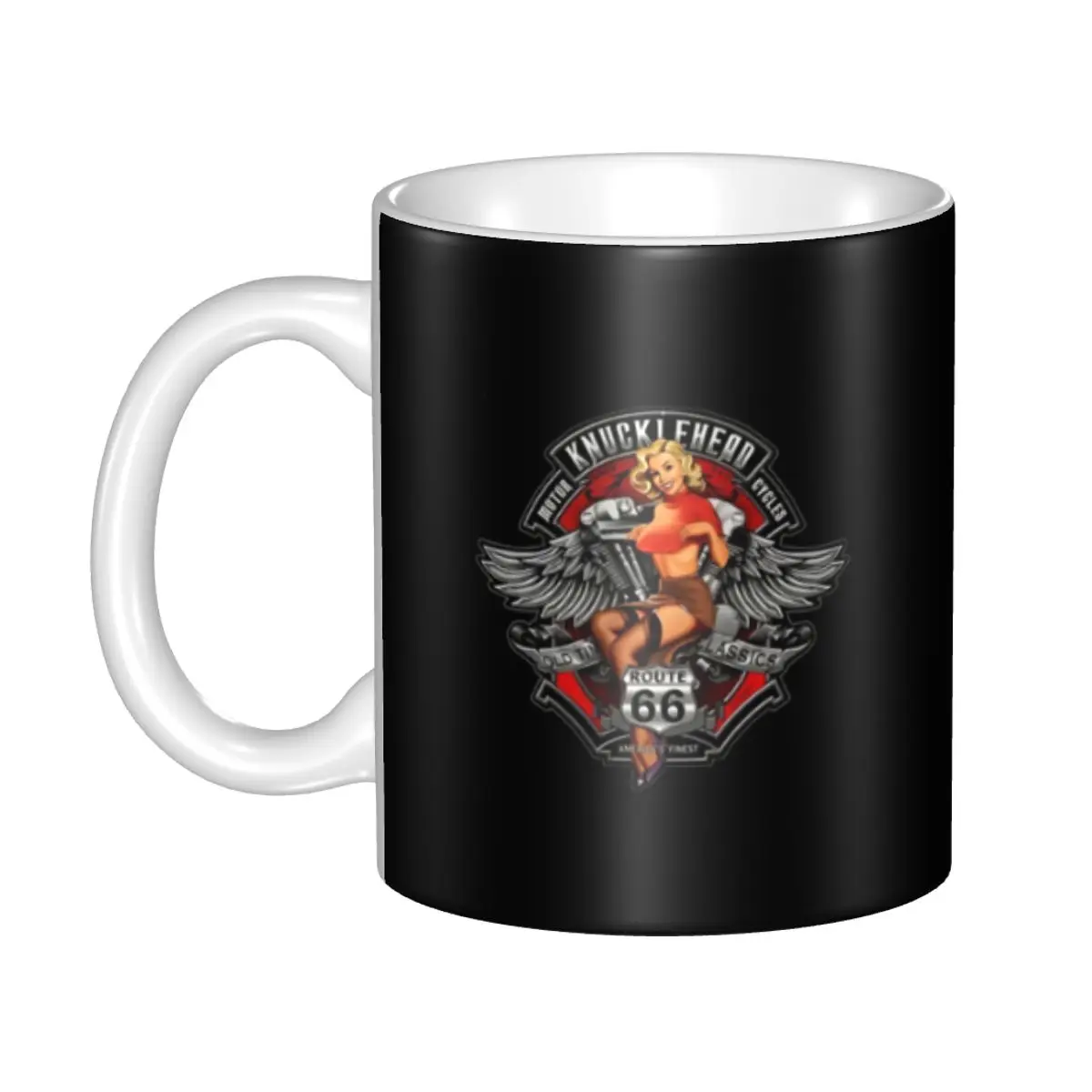 Personalized Route 66 Pin Up Rockabilly Design Mugs DIY Highway Ceramic Tea Milk Coffee Cups