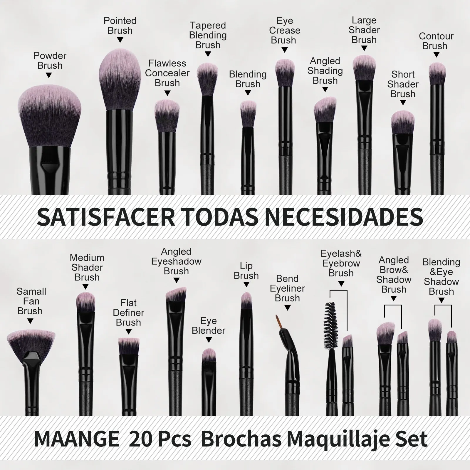 Professional Makeup Brushes Kit para Mulheres, Ferramenta de Beleza, Fundação, Sombra, Powder Brushes Set, Caixa de Presente, 20 Pcs