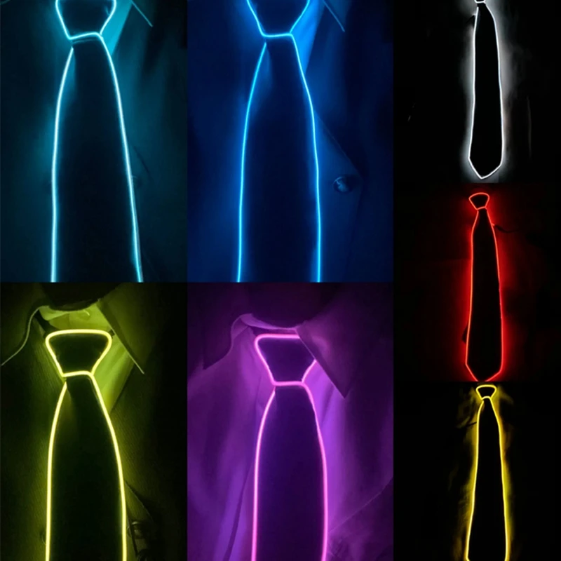 Leuchtende Krawatte el Draht Neon führte leuchtende Party Halloween Weihnachten leuchtend leuchten Dekoration DJ Bar Club Bühnen kleidung langlebig