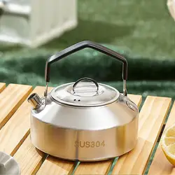 1L/1.5L Camping Water Kettle Outdoor Coffee Kettle Tableware Picnic Set Supplies Durable Camping Tea Kettle Tourism Cookware