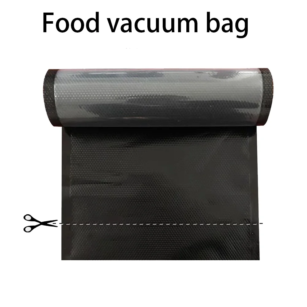 1 rollo de bolsa enrollable de vacío para alimentos, color negro recortado, bolsas de embalaje para ahorro de alimentos para el hogar, bolsa de almacenamiento Vacuun con sellado térmico para té, carne en polvo