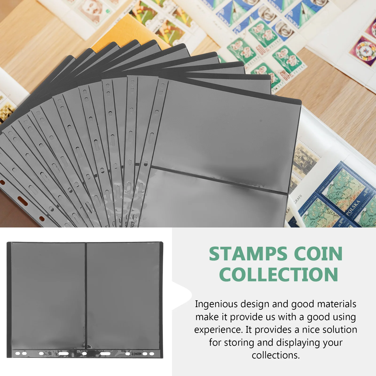 

10Pcs Stamp Collecting Album Inserts Clear for Stamp Holder Cards Collectors Album Storage Compact Lightweight