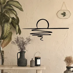 Sunrise /Sunshine Metal Wall Art Decor Matte Black Wall Decor For Home Bedroom Living Room Bathroom Kitchen Wall Decoration