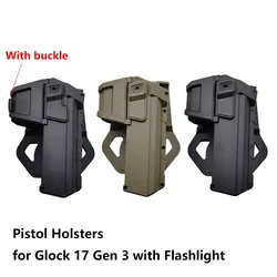 Fundas de tácticas para pistola Glock 17 Gen 3, con linterna o láser montado, cinturón de cintura para mano derecha, funda de pistola, nuevo