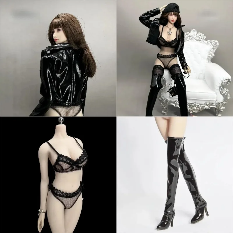 

1/6 Scale Black Fashion Coat Boots Underwear Underpants Clothes Suit Clothes Model for 12" Female Soldier Body Accessories Toys