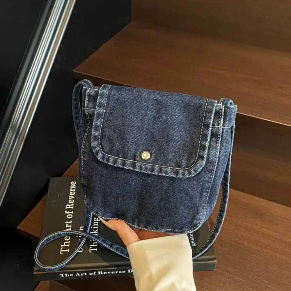 

Casual Y2K Denim Canvas Bag Large Capacity Street Style Vintage Handbag Solid Color Shopping Bag Solid Crossbody Bag Outdoor