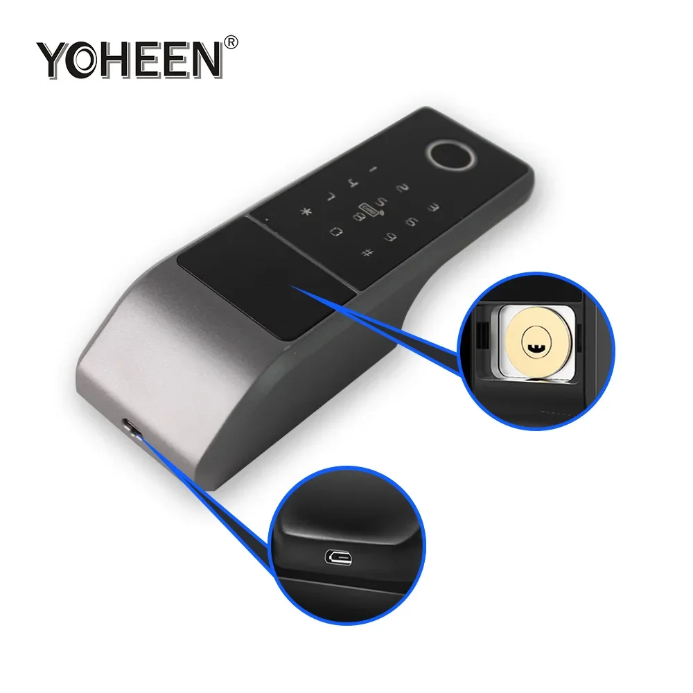 003 Waterproof Tuya Smart Life Wifi App Electric Smart Fingerprint Rim Door Lock For Outdoor Gate Front Door.