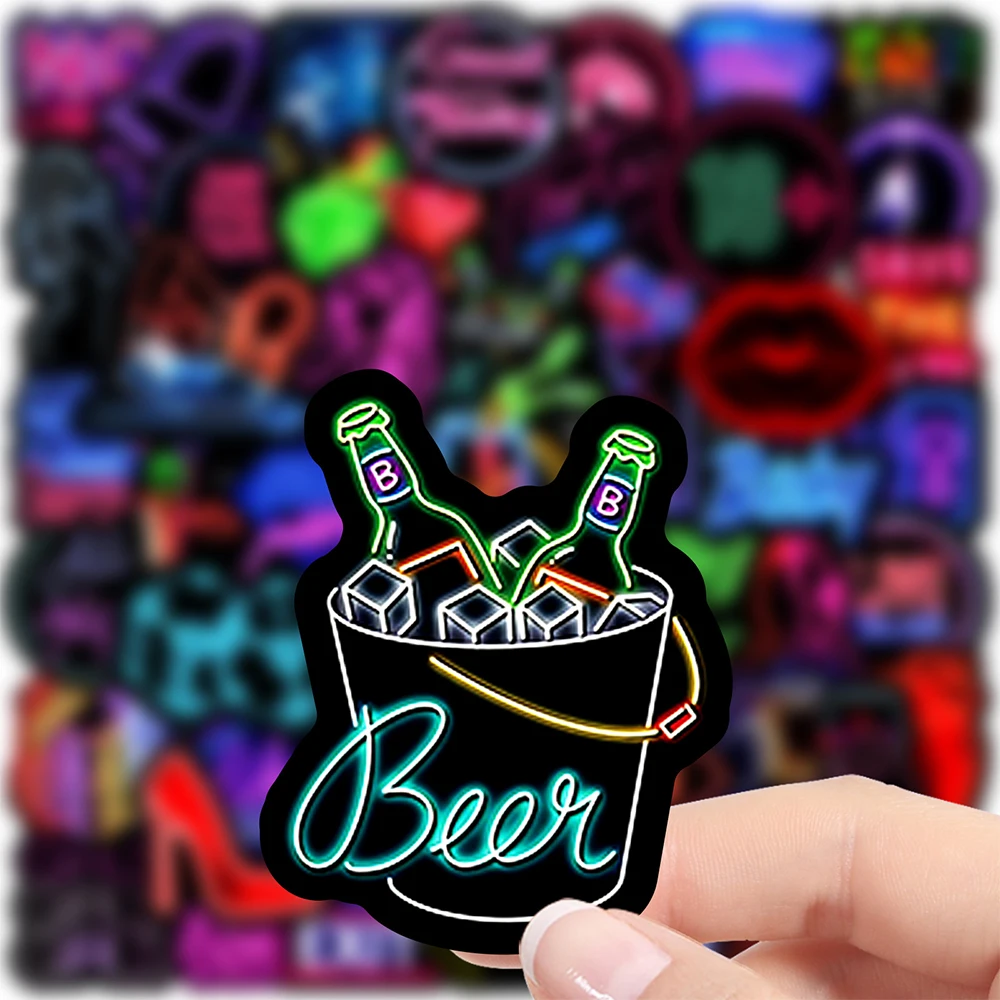 

10/30/50pcs Cool Cartoon Nightclub Neon Stickers Disco Graffiti Decals Luggage Motorcycle Phone Bike Sticker Decoration Supplies