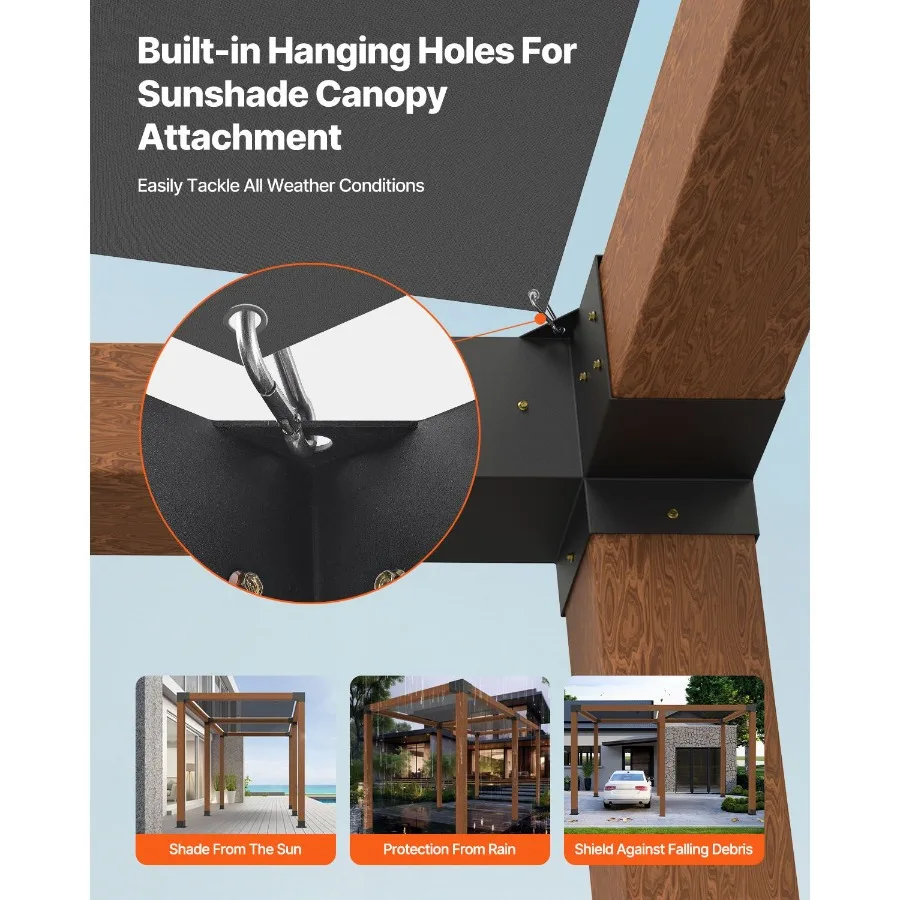 Pergola Bracket Kit 4x4 Inch Inner Size 3.5x3.5 4 Pcs 3-Way Heavy Duty Corner Bracket Woodworks DIY Post Base Kit Easy Installa