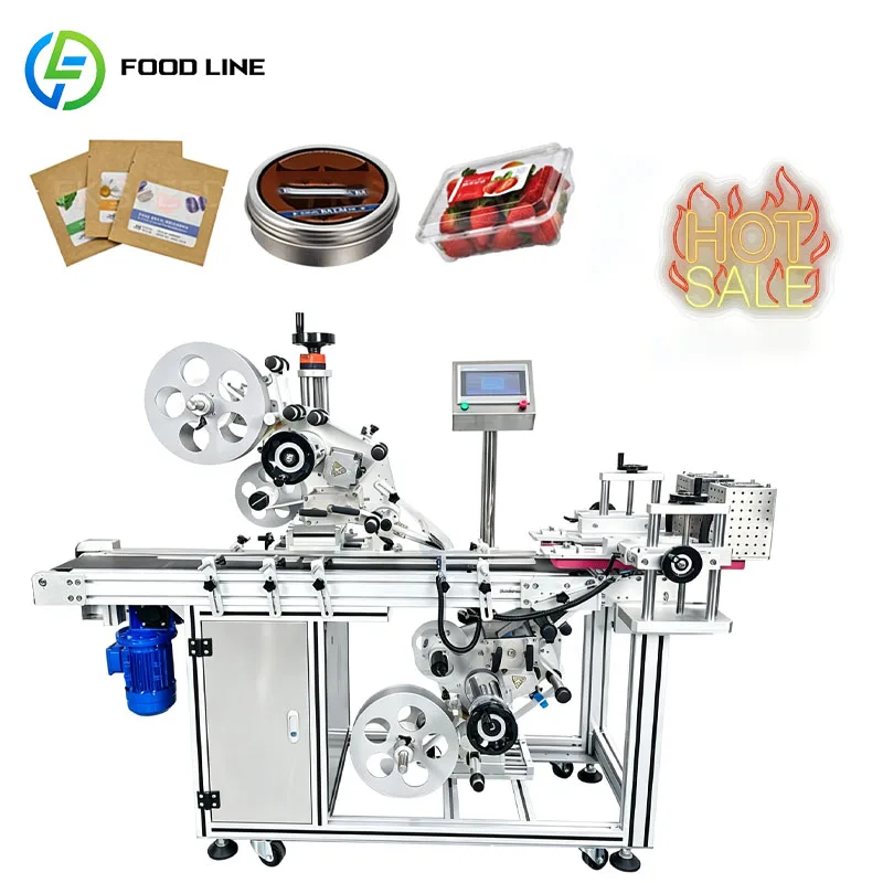 Top Side Labeling Machine Automatic Industrial Label Applicator For Bottle Jar Packaging Customized