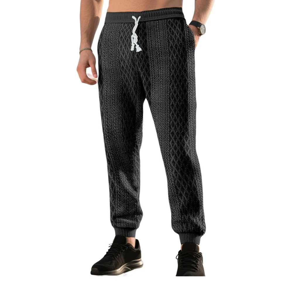 

Men Casual Pants Elastic Drawstring Jacquard Comfort Tapered Running Trouser Jogger Sweatpants Running Workout Jogging Long Pant