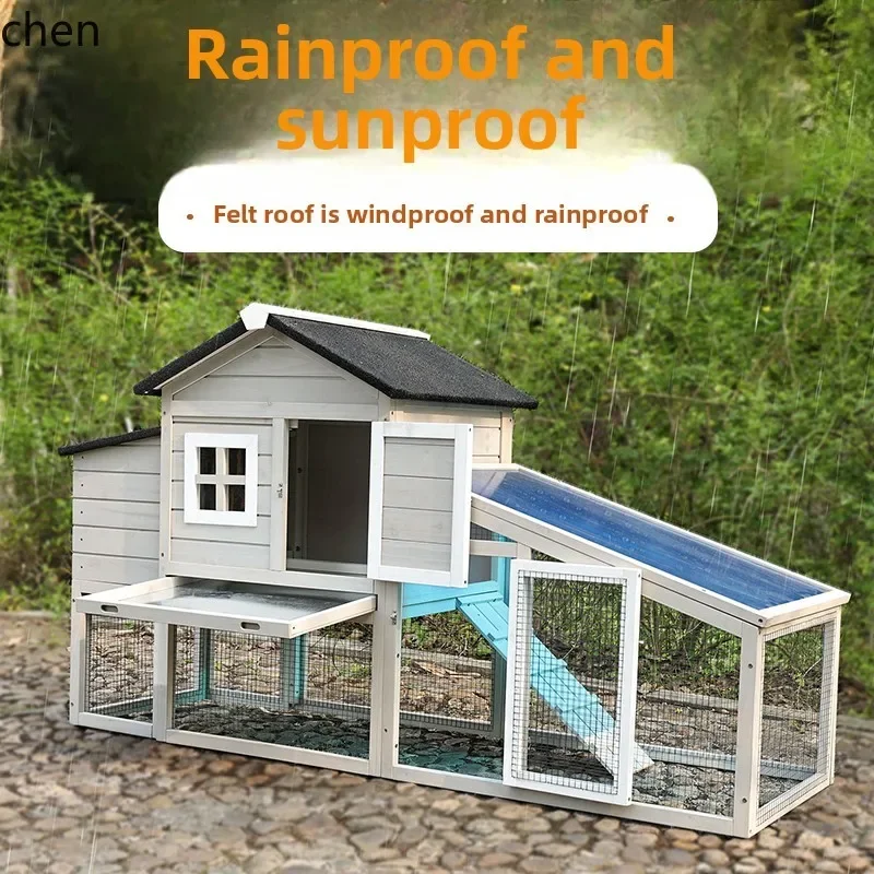 solid wood cat nest four-season pet cage duck house outdoor dual-purpose chicken shed breeding cage