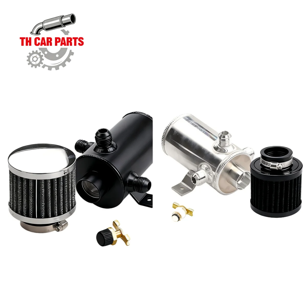 

2-Port Oil Catch Can With Baffle Petrol Diesel Turbo Tank Reservoir Universal 3/8" NPT