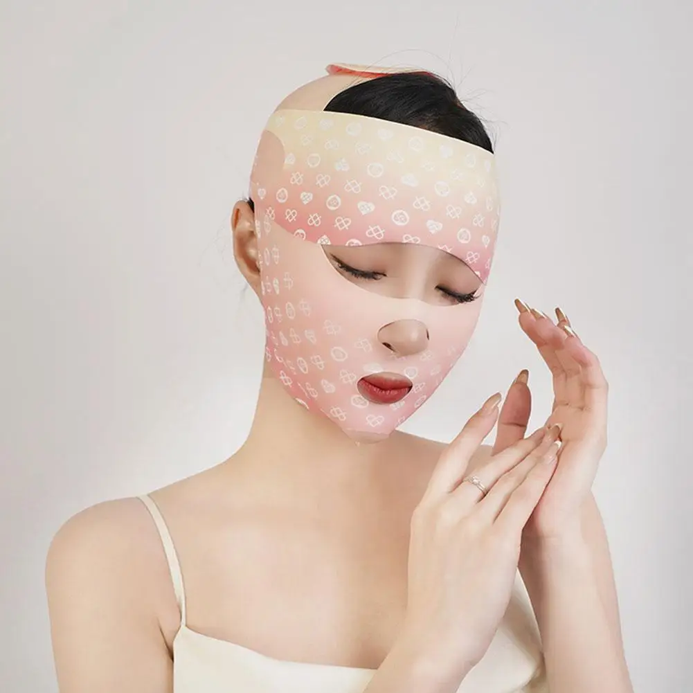 حزام تنحيف رفع على شكل حرف V قابل لإعادة الاستخدام ، حزام مزدوج ، مخفض رفع الذقن للوجه ، ضمادة على شكل T5j9