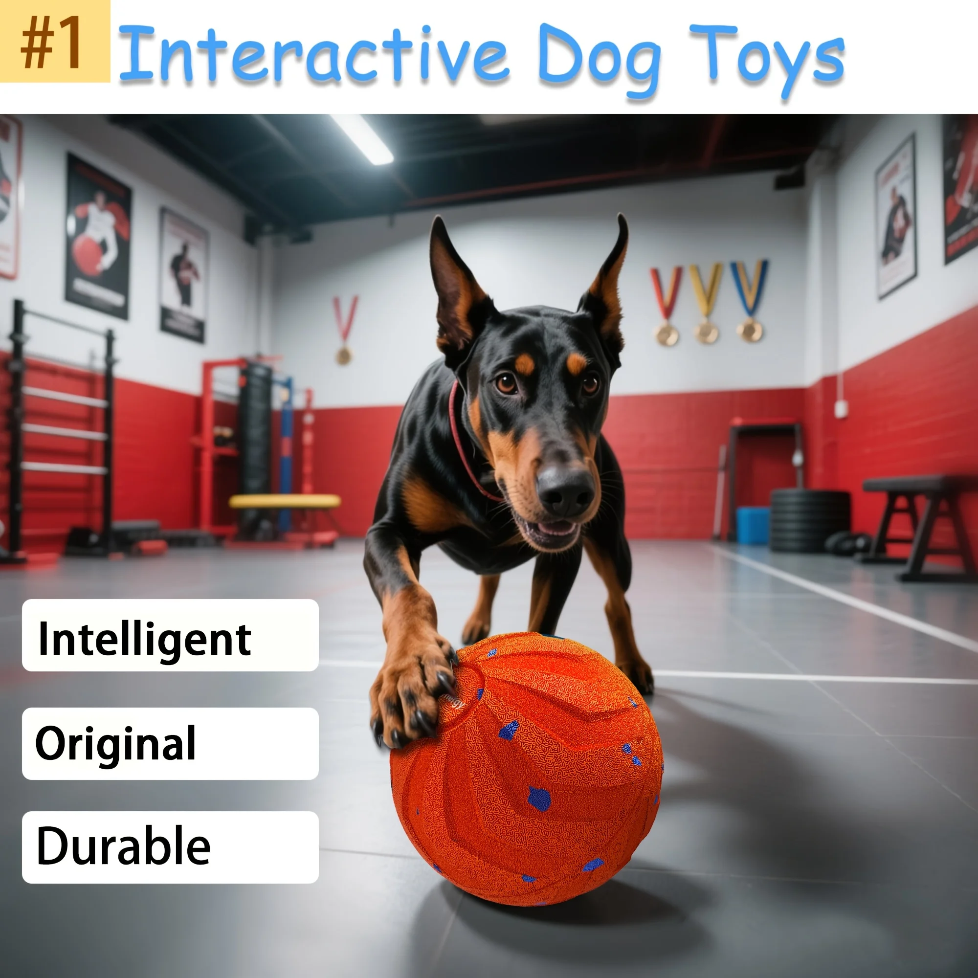 An interactive smart dog toy featuring automatic movement, bouncing, and rotation capabilities; made from E-TPU material,