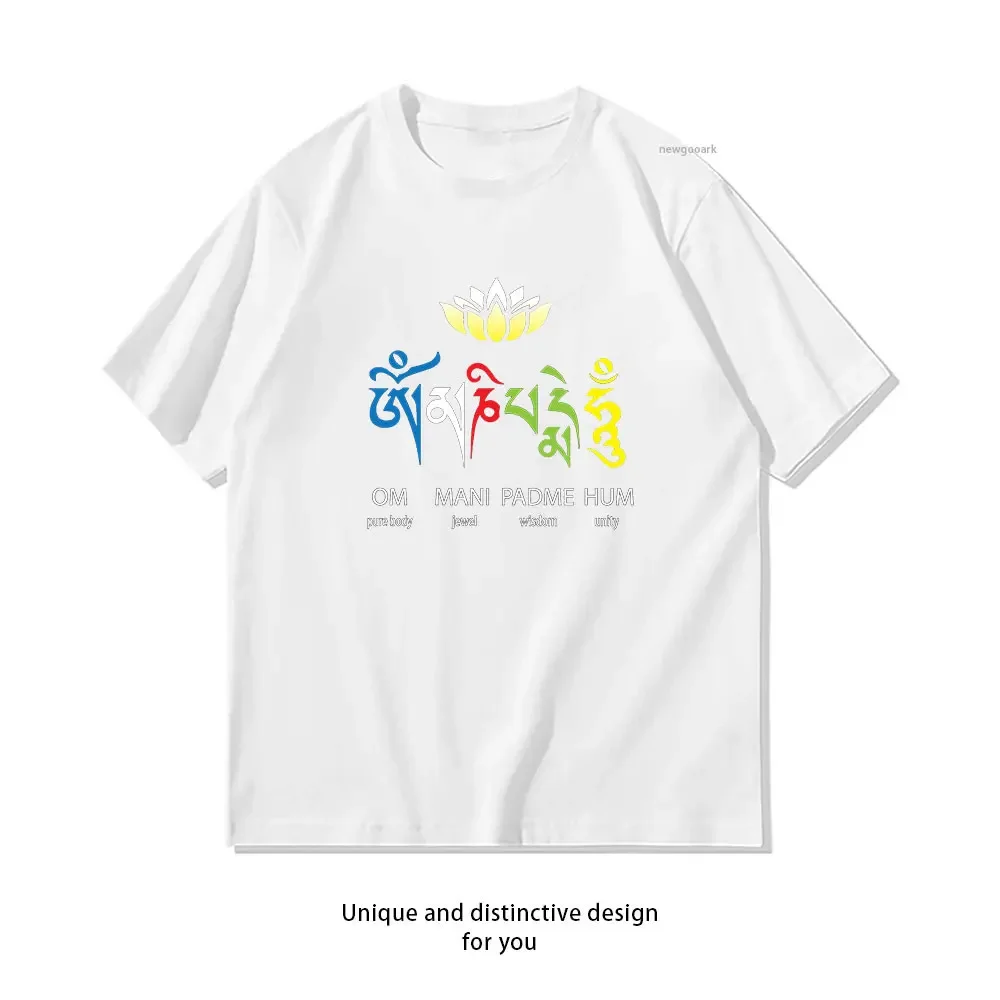 Om Mani Padme Hum Mantra Buddhism T-Shirt woman man Casual cotton printed t shirts Creative streetwear camisetas tops