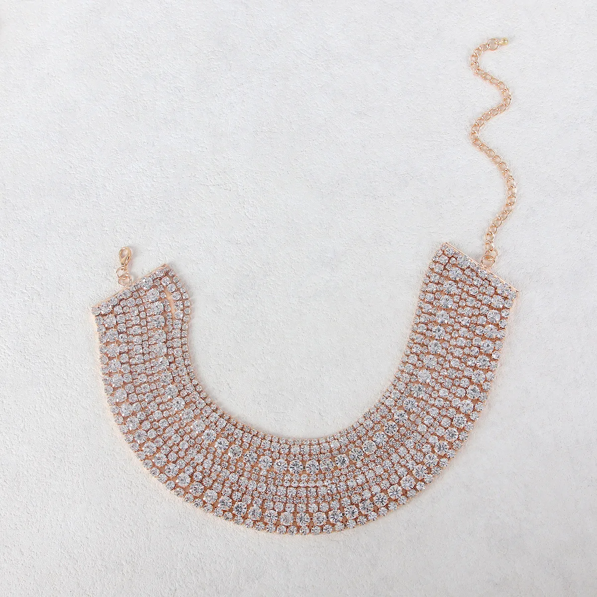 Fashion Multilayer Choker Necklace Circle Pearl Earrings Indian Jewelry Set Shiny Rhinestone Chunky Chain for Women Catwalk Show