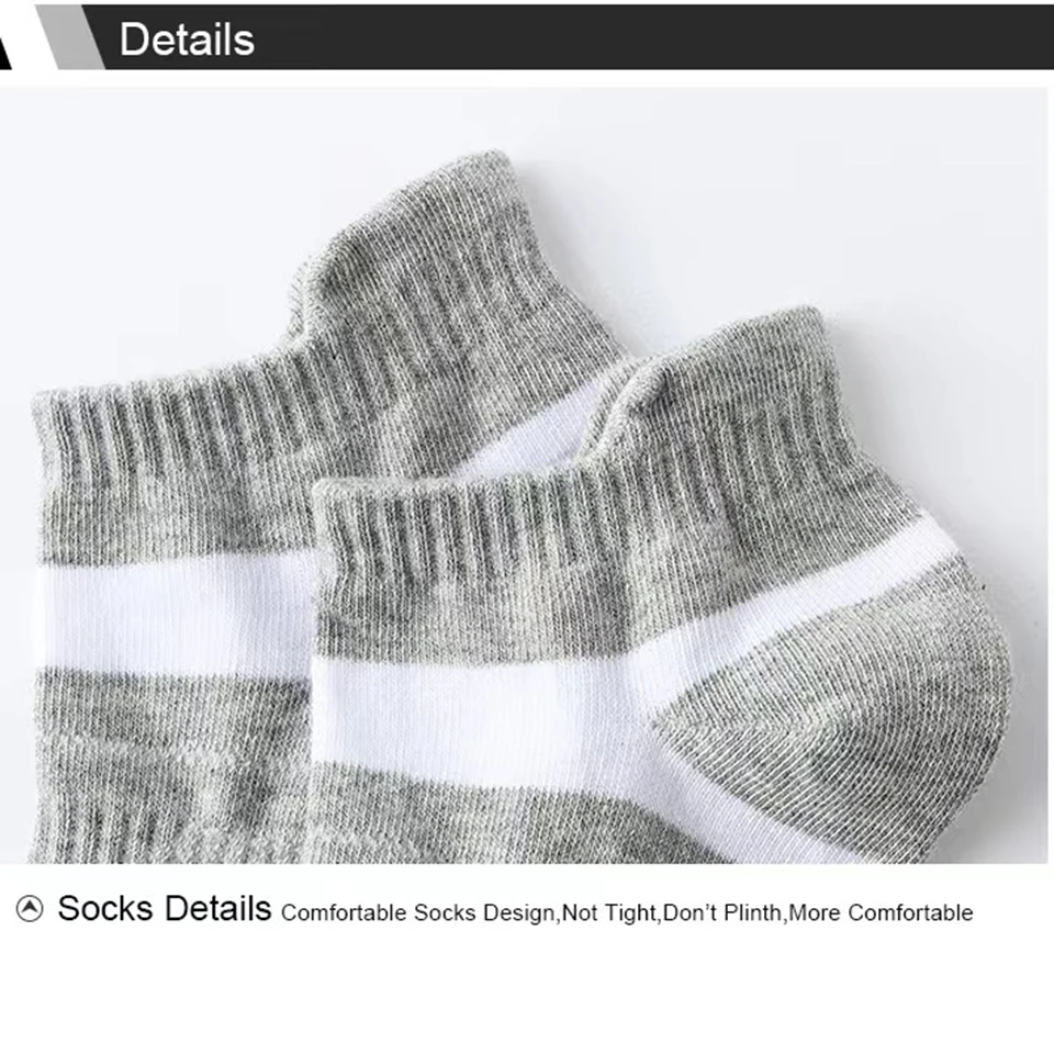 5 Paar hochwertige Socken für Herren, Sommer, Outdoor, lässig, Baumwollsocken, kurze, atmungsaktive schwarze Söckchen, Laufen, Sportsocken, Größe 38–45 – Detail 9