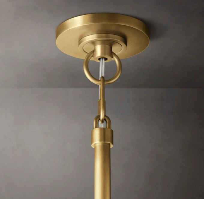 Nordic-inspired brass pendant lamp with adjustable height Living room glass crystal spherical chandelier