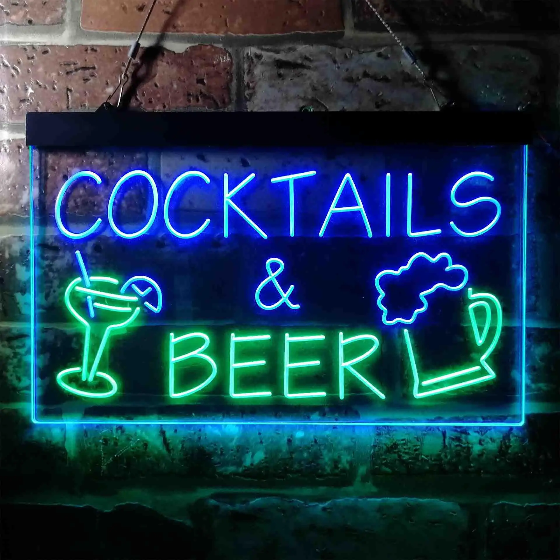 

Двухцветная светодиодная неоновая вывеска COCKTIALS & BEER st6-i3645