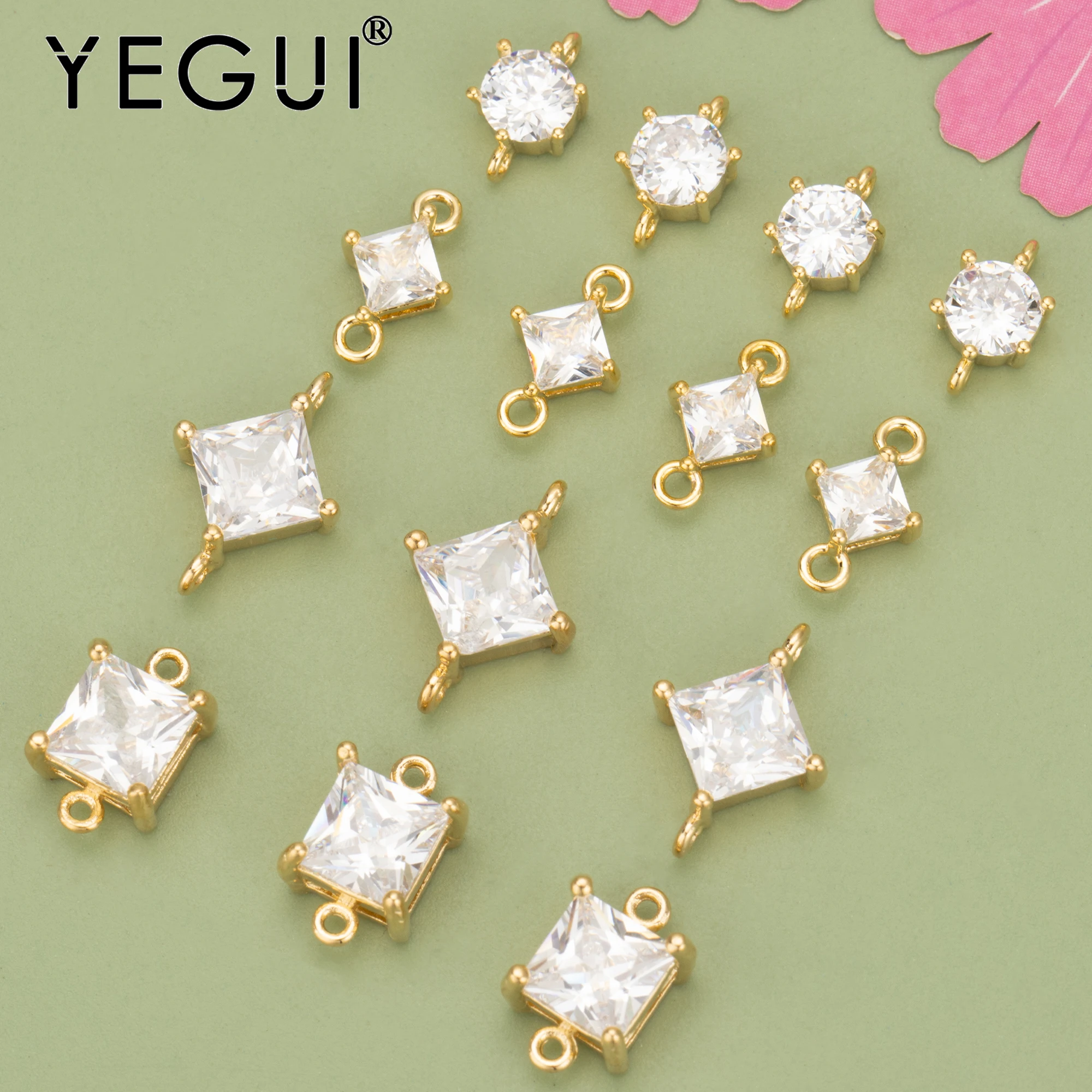 YEGUI MC75,jewelry accessories,18k gold rhodium plated,nickel free,copper,zircons,charms,diy pendants,jewelry making,10pcs/lot