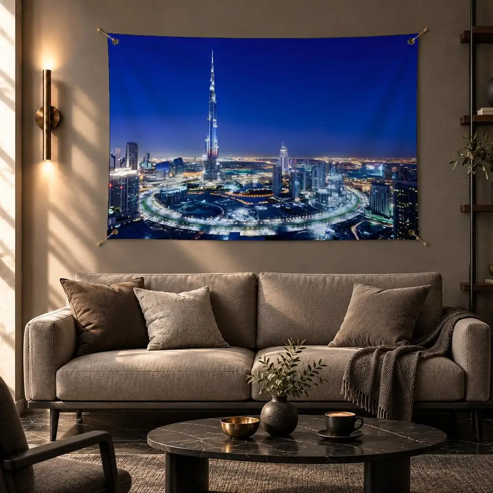 Ultimate Landmark Burj Khalifa Flags Wall Hanging Flag Banner Home Decor Aesthetic Living Room Bedroom HD Fabric